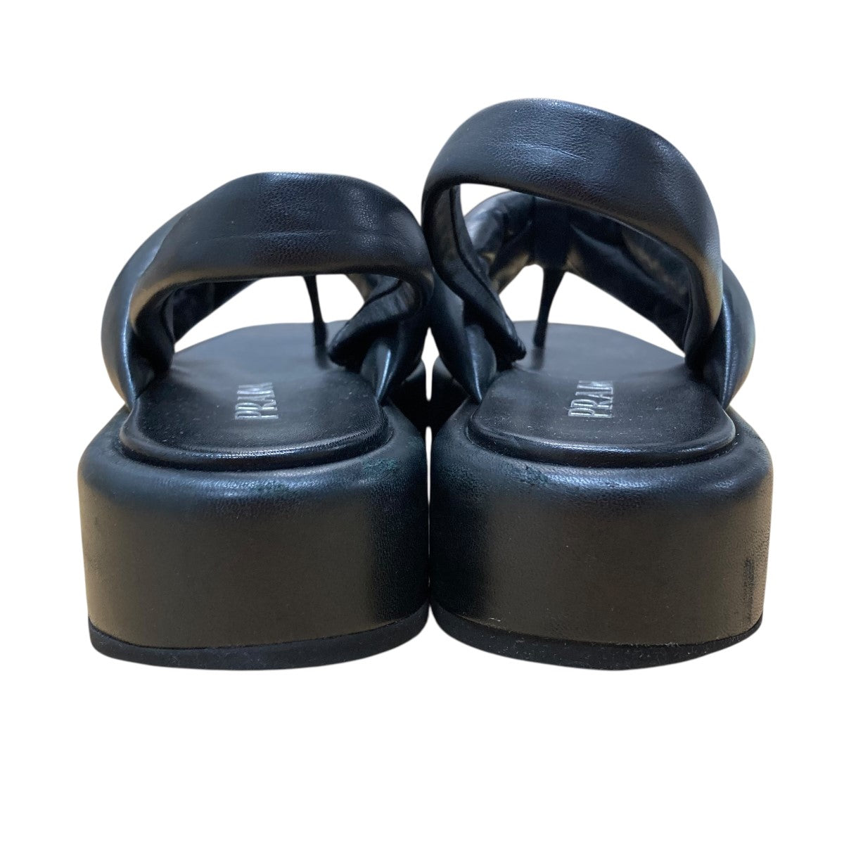 PRADA(プラダ) レザー トング サンダル ブラック サイズ 36 1/2