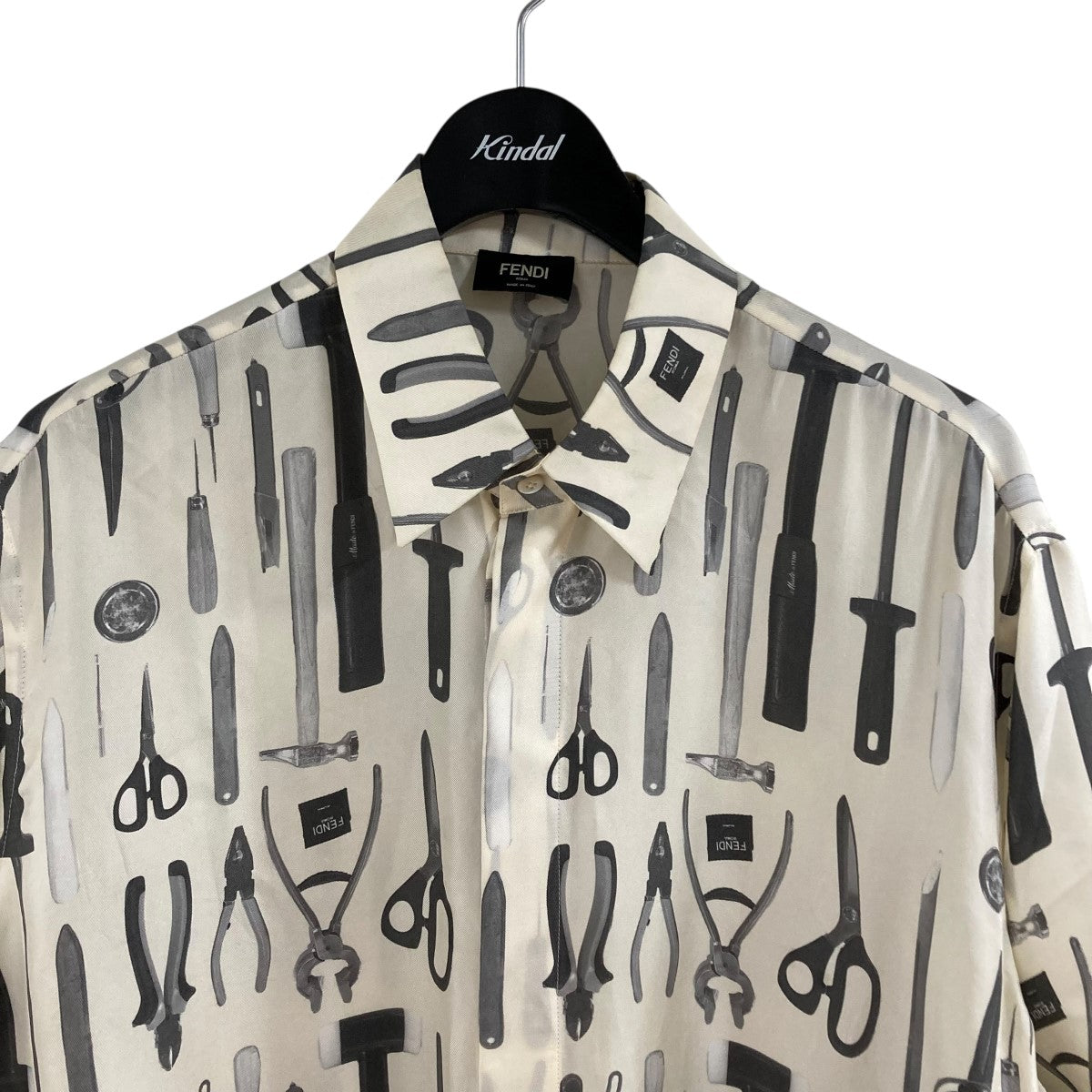 FENDI(フェンディ) ツールプリント シルクセミイタリアン カラーシャツ