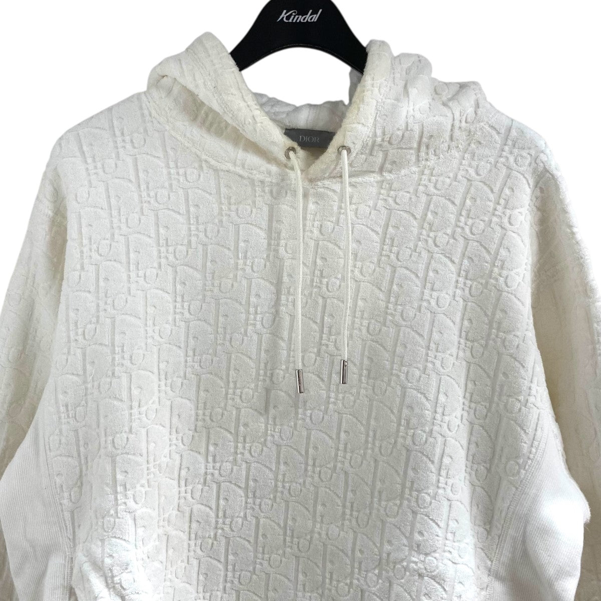 美品 DIOR オブリーク パイル パーカー ホワイト S DIOR(ディオール) パイル地オブリークプルオーバーパーカー