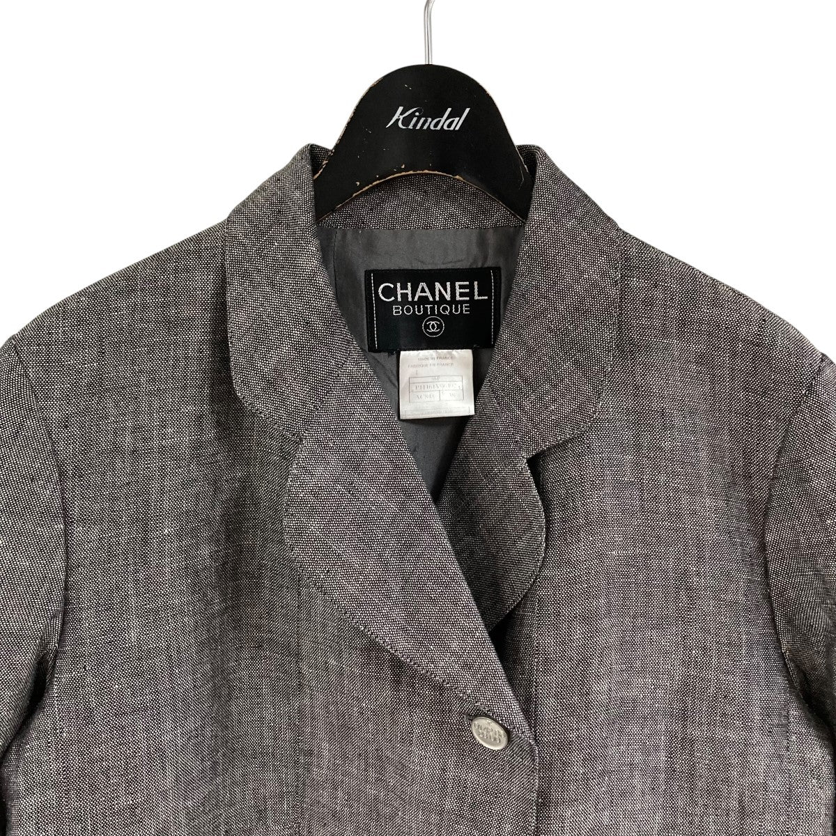 CHANEL リネン生地　ビンテージ　ジャケット、スカートセットアップ CHANEL(シャネル) リネンセットアップジャケット P11161 グレー