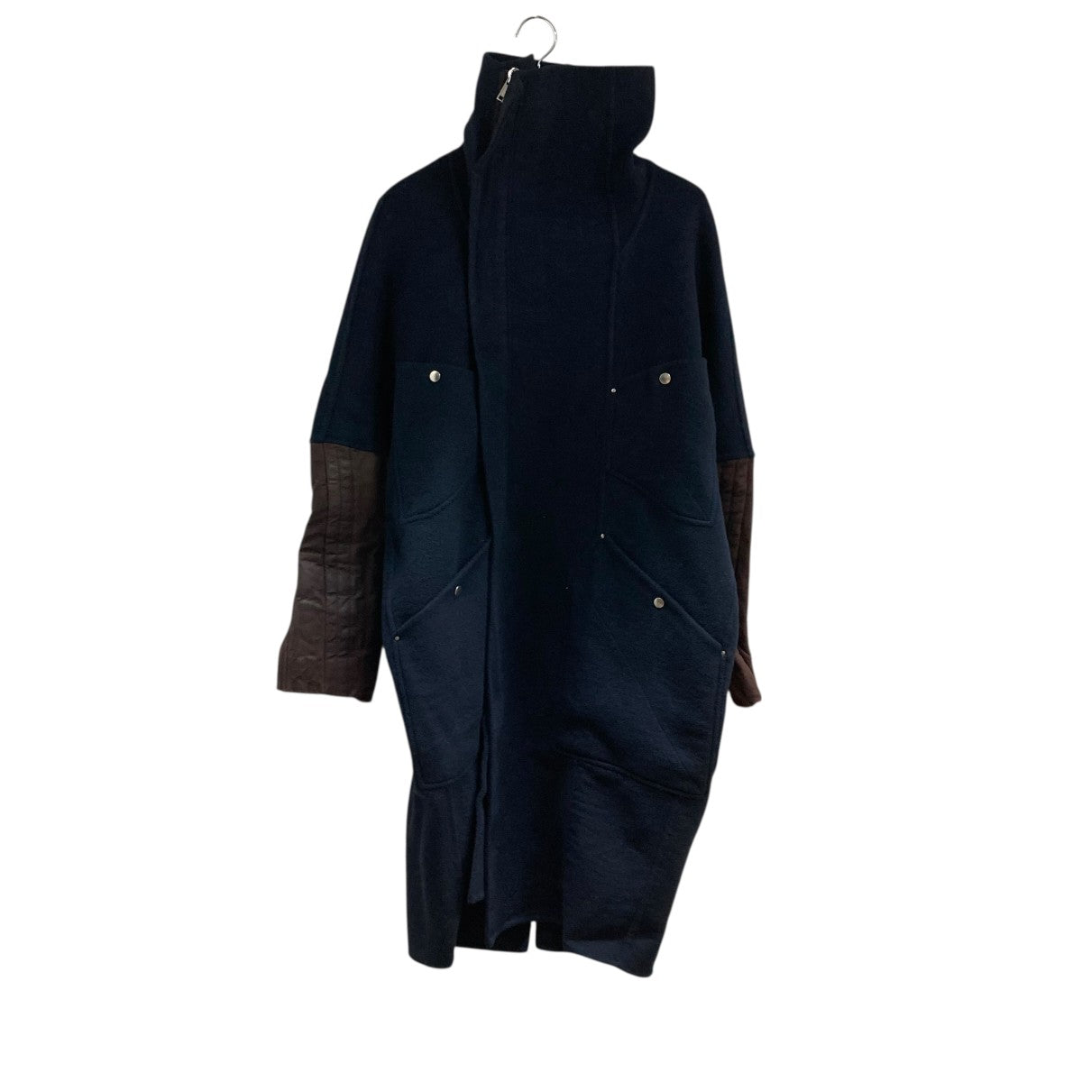 RICK OWENS カシミヤレザー切替コート 古着・中古-1枚目のアイテム画像