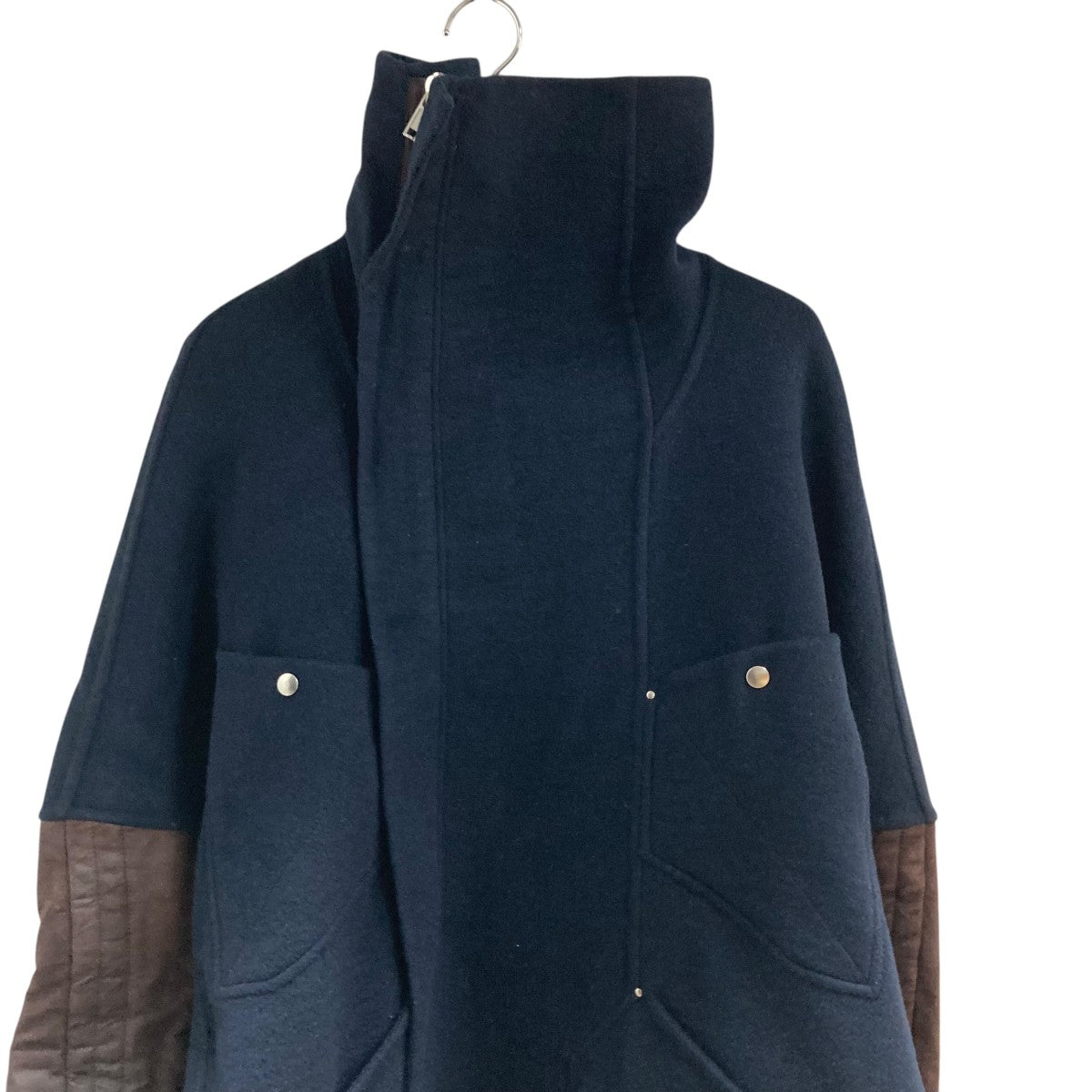 RICK OWENS カシミヤレザー切替コート 古着・中古-2枚目のアイテム画像
