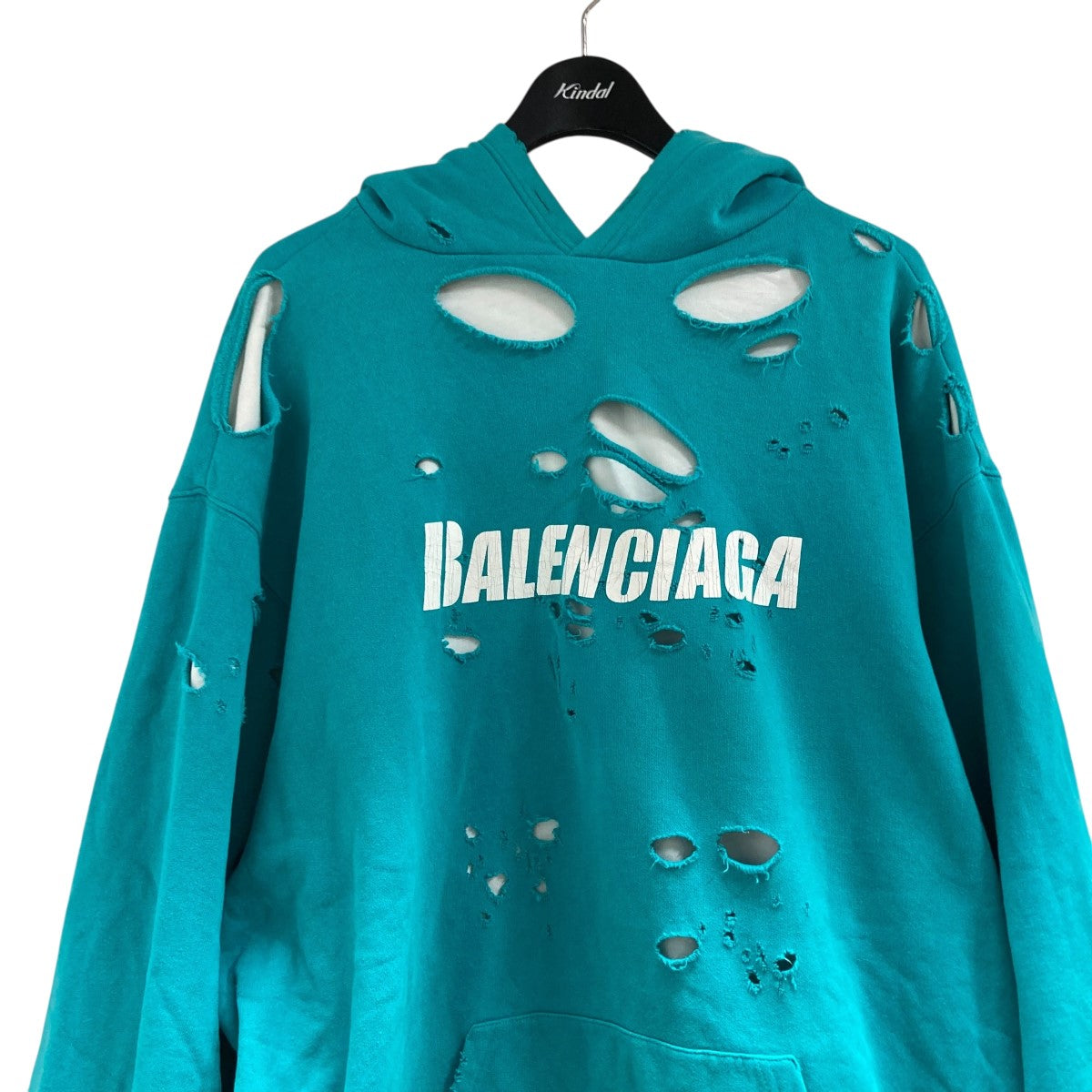 BALENCIAGA 21SS キャンペーンロゴ オーバーサイズ パーカー　M BALENCIAGA(バレンシアガ) 21SS ダメージ加工パーカー 659403