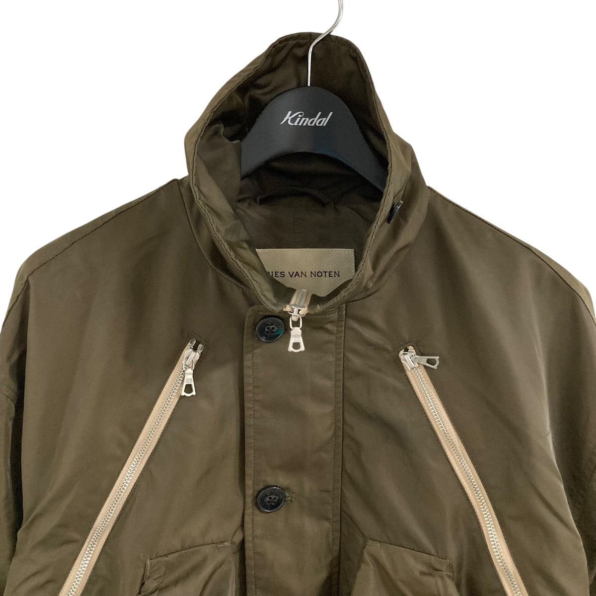 Dries Van Notenドリスヴァンノッテンノーカラージャケットカーキ DRIES VAN NOTEN(ドリスヴァンノッテン) ジップジャケット