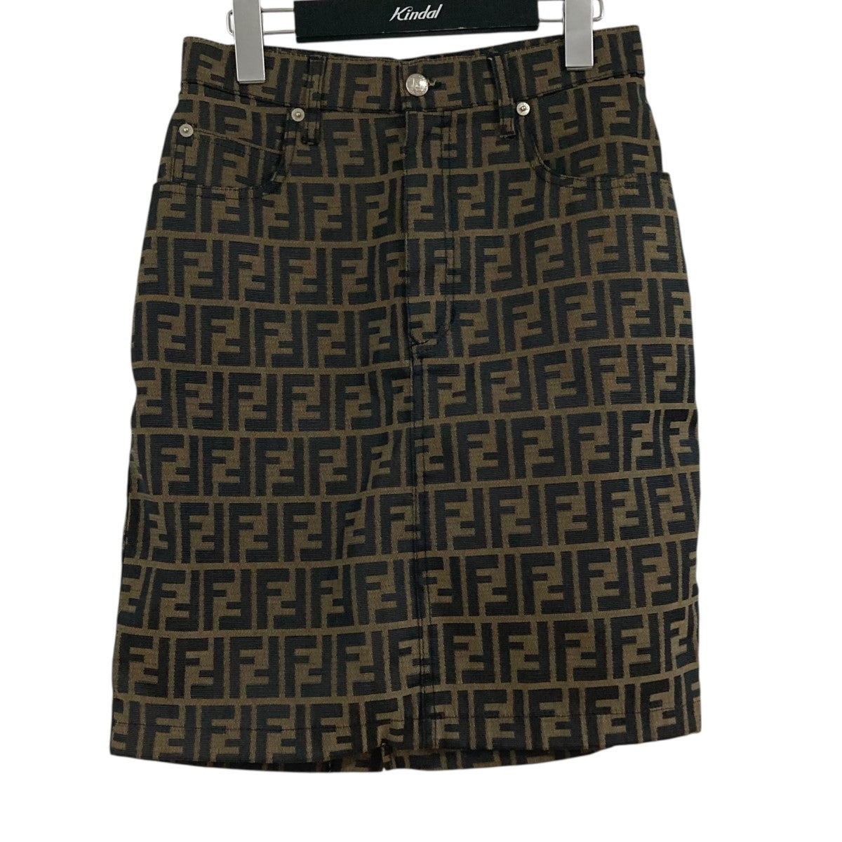 FENDI フェンディ　ロゴ　ズッカ柄　台形　スカート　イタリアサイズ44 FENDI(フェンディ) ズッカ柄スカート ブラウン サイズ 44