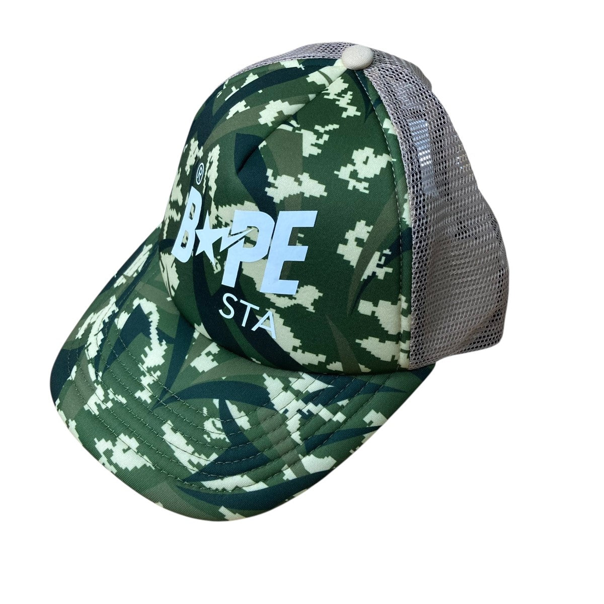 （美品）bape メッシュキャップ　水色 美品 アベイシングエイプ A BATHING APE BAPESTA STARメッシュ