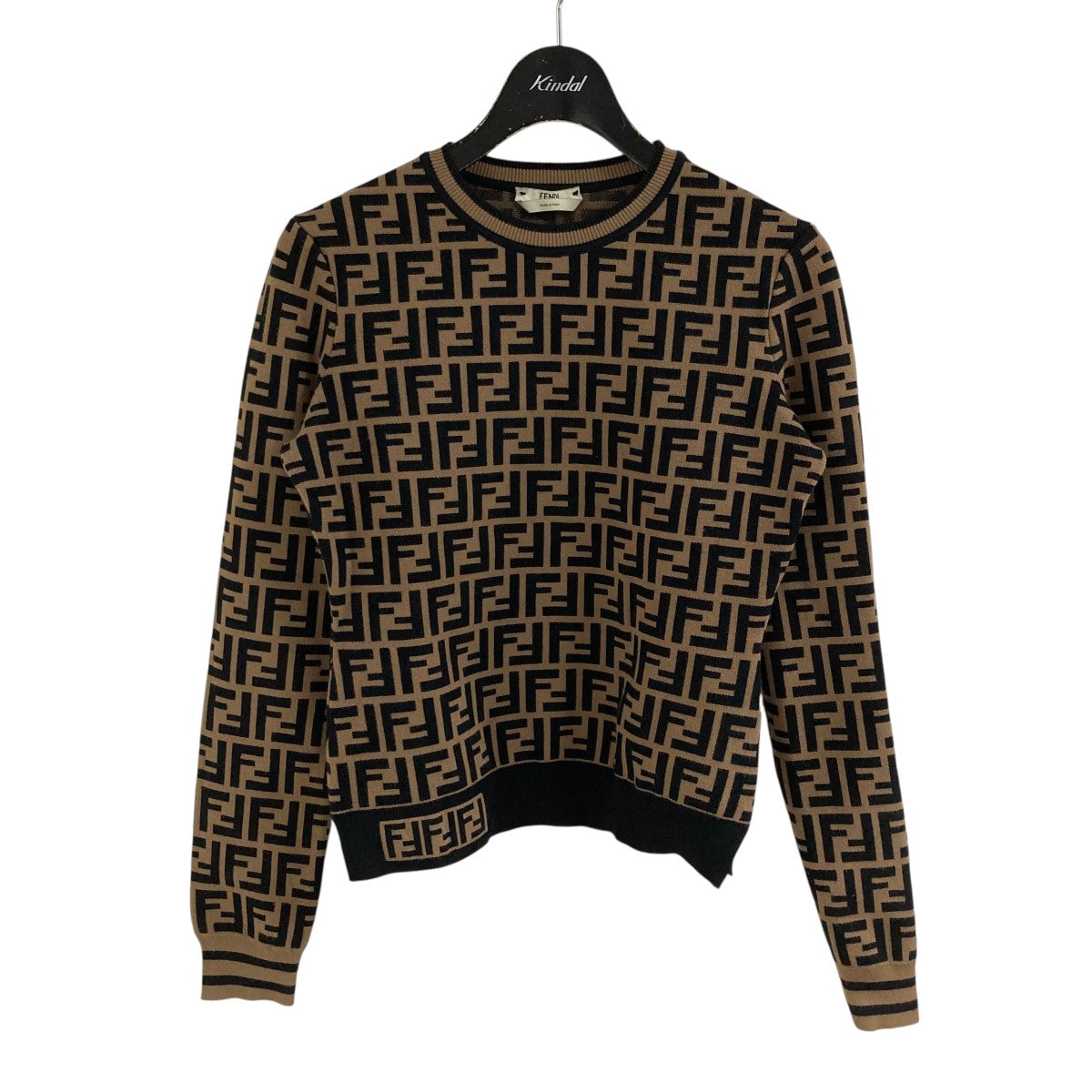 中古 FENDI JEANS ニット ￼カーディガン ズッカ柄 メンズ 実寸L￼ FENDI】フェンディ『FFロゴ ズッカ柄 カシミヤカーディガン