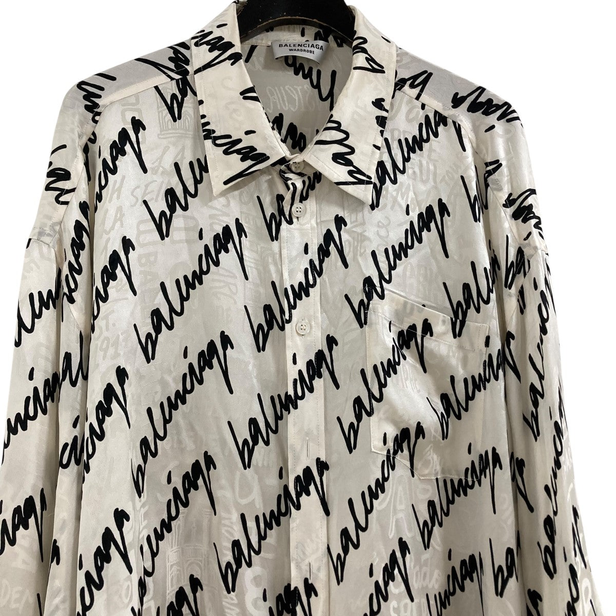 90s BALENCIAGA バレンシアガ　シャツ ジャガード　胸元ロゴ　BIG 90s BALENCIAGA バレンシアガ シャツ ジャガード 胸元ロゴ BIG