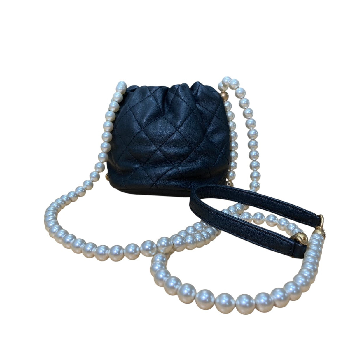 CHANEL(シャネル) ラムスキン パールショルダー巾着バッグ 3118