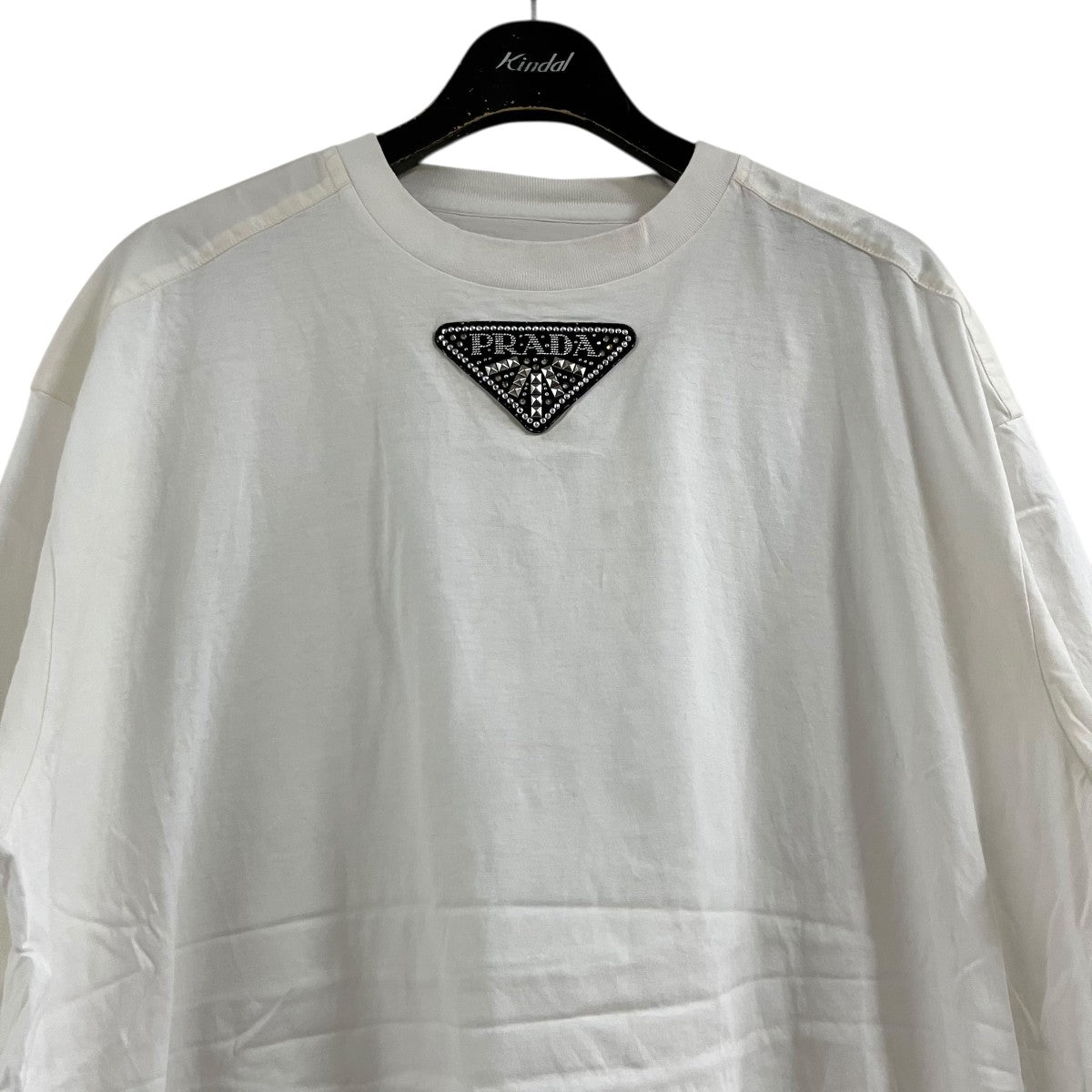 PRADA ラインストーンロゴプレートTシャツ 古着・中古-2枚目のアイテム画像