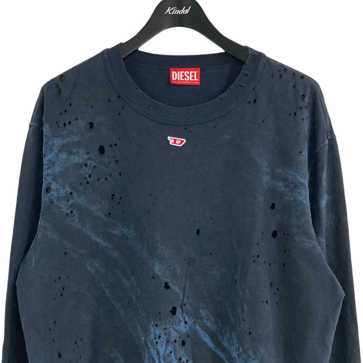 DIESEL 24SS「T-CRANE-LS-N2」 ダメージ加工カットソー Men's Destroyed long-sleeve T-shirt | Black | Diesel