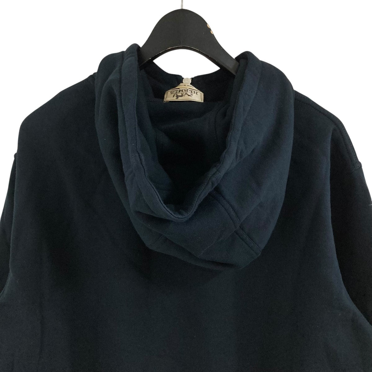HERMES エルメス イタリア製フード付きジップパーカー ブラックL HERMES(エルメス) ハーフジップパーカー ブラック サイズ XL