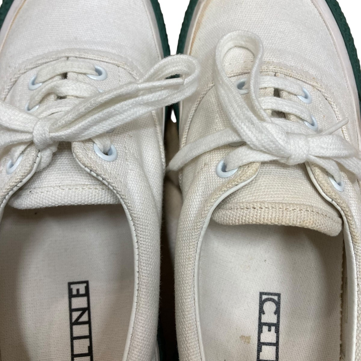 CELINE(セリーヌ) ローカットスニーカー ホワイト×グリーン