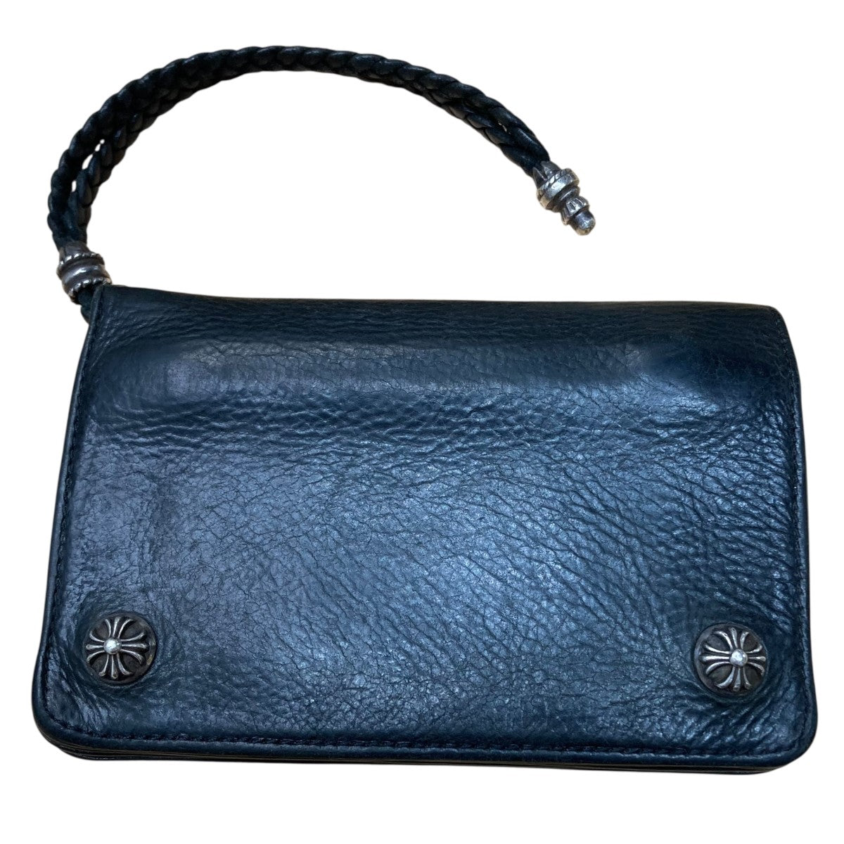 クロムハーツ　ウォレット　超レア！紺色ヌバック CHROME HEARTS(クロムハーツ) 2ジップクロスボタンレザー
