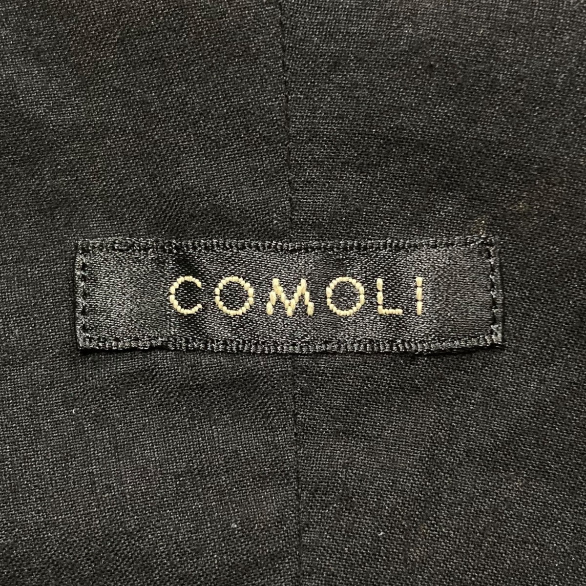 comoli コットンシャツ　ブラック COMOLI カディー コットン 半袖 オープン カラー シャツ , Black