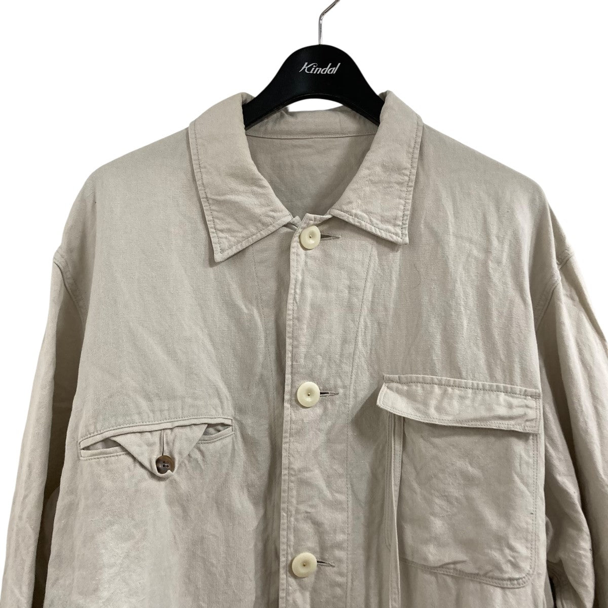 URUウルコットンリネンカバーオールジャケットアイボリー URU(ウル) カバーオールジャケット 20SCLC01 ｢COTTON LINEN