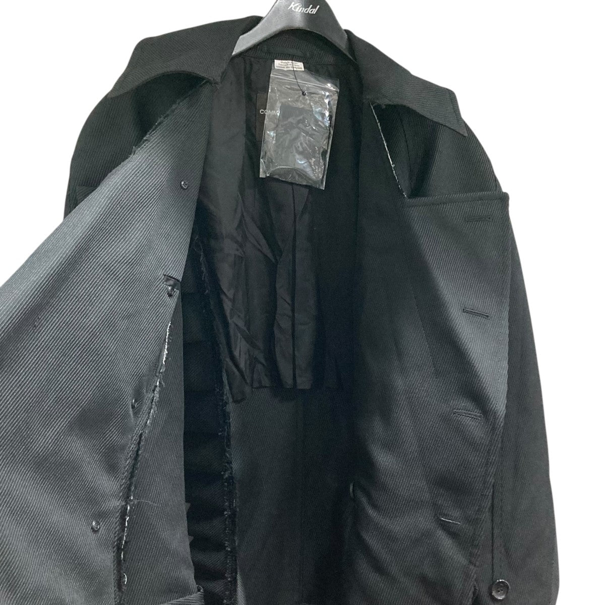 田中オム期 コムデギャルソンオム シワ加工 ロングコート 黒 マキシ丈 美品 田中オム期 コムデギャルソンオム シワ加工 ロングコート 黒