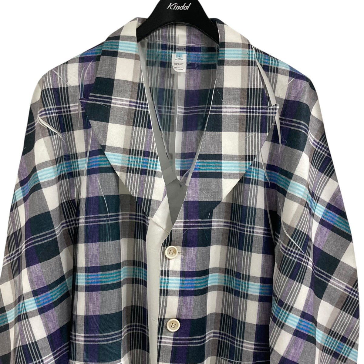 美品✨コムデギャルソン テーラードジャケット チェック ブルー L COMME des GARCONS HOMME DEUX(コムデギャルソンオムドゥ