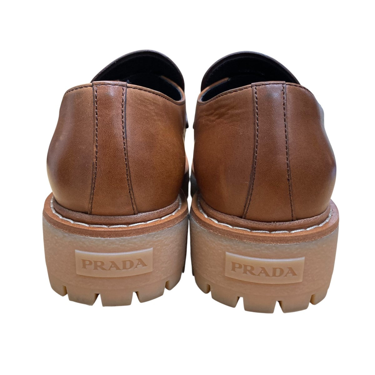 PRADA(プラダ) ブラッシュドレザーローファーシューズ 2DE151 ブラウン