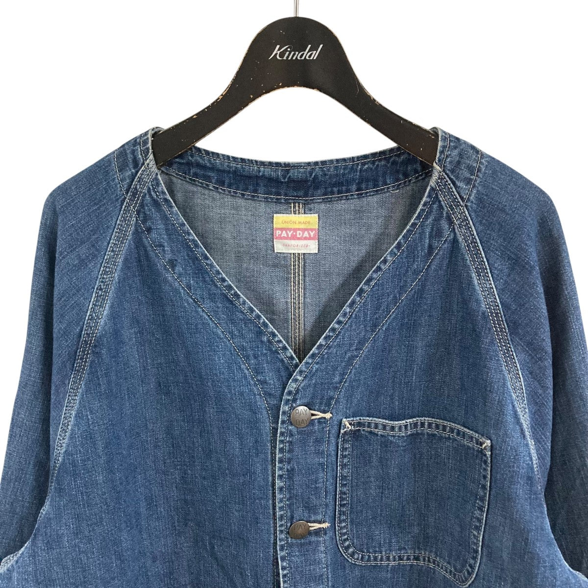 PAY-DAY(ペイデイ) デニムノーカラージャケット インディゴ サイズ