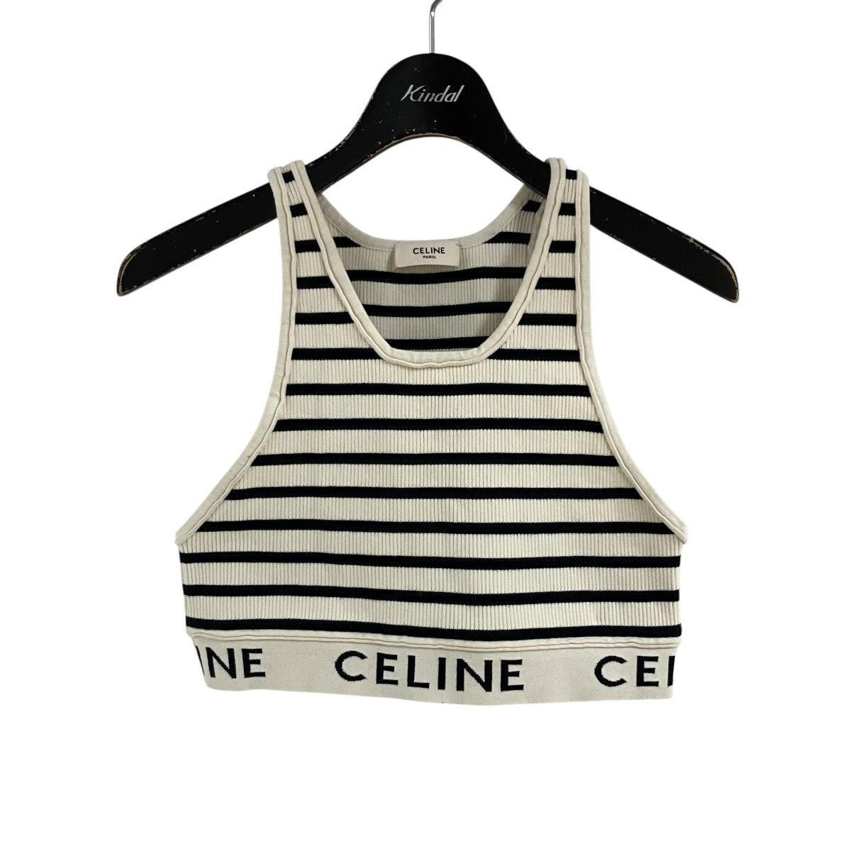 CELINE ボーダーリブロゴ クロップドタンクトップ 古着・中古-1枚目のアイテム画像