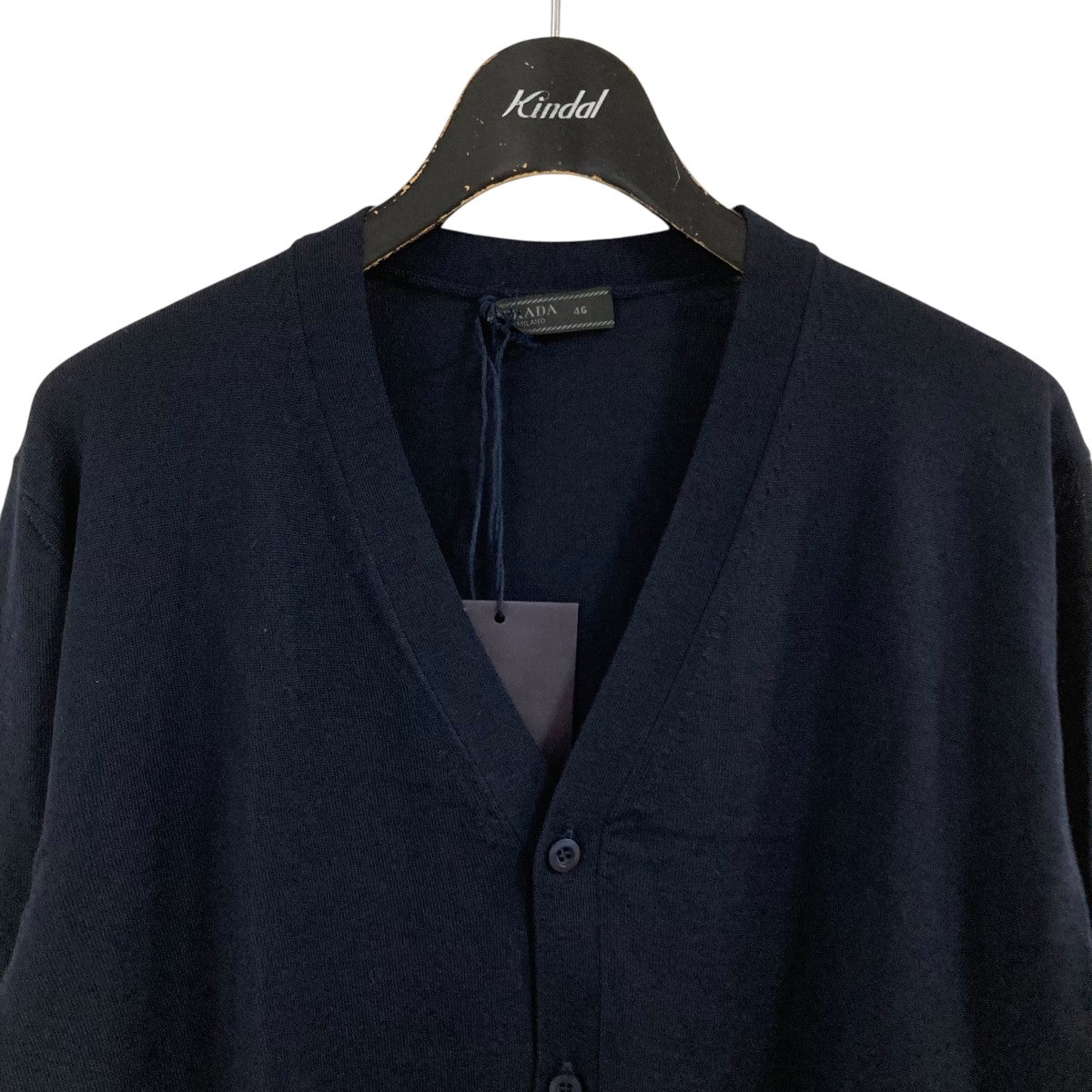 PRADA ボタンフロント ニットシャツ カーディガン M ブルー コットン PRADA ボタンフロント ニットシャツ カーディガン M ブルー コットン