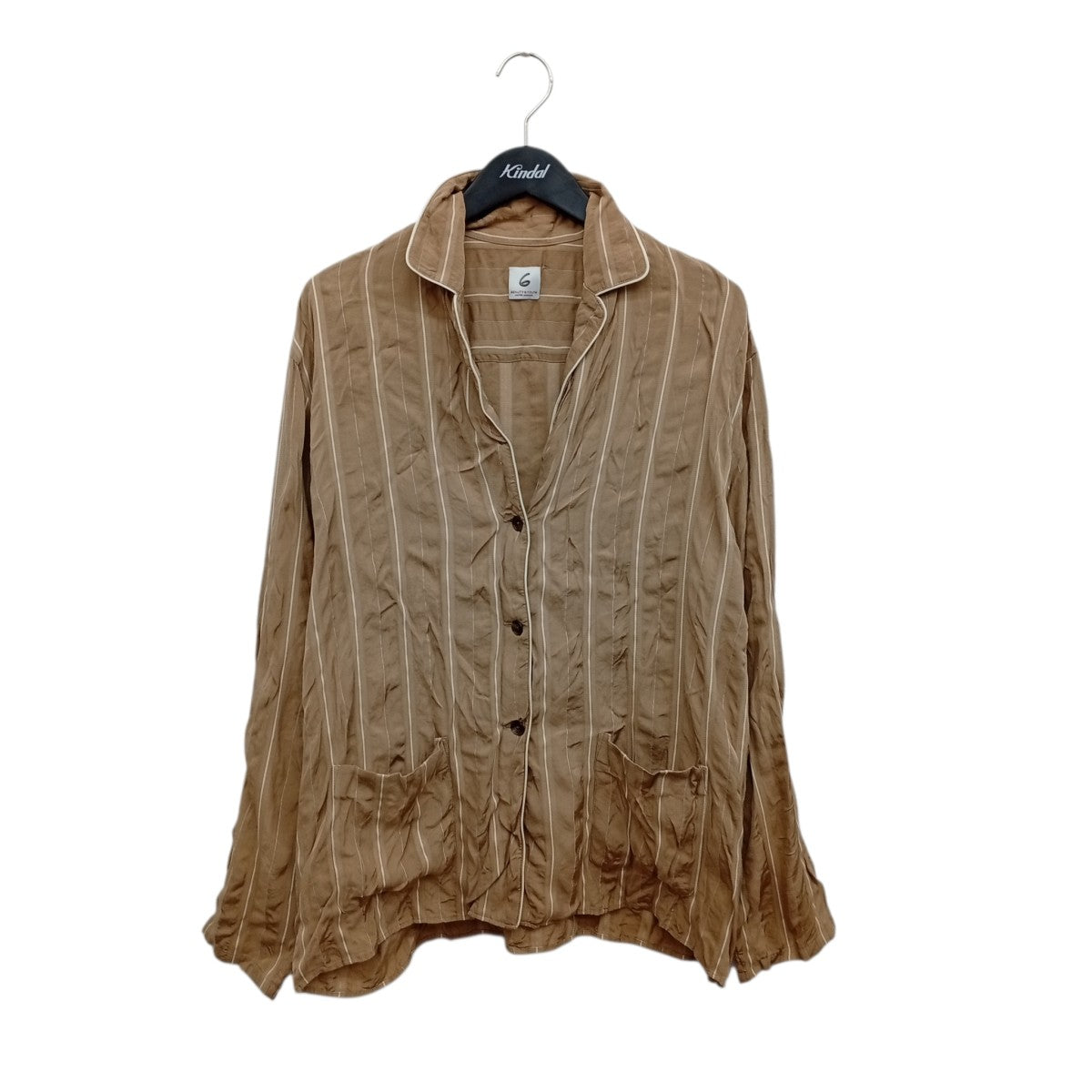 6(ROKU) BEAUTY＆YOUTH STRIPE PIPING SHIRTストライプシャツ8611-299-0001 古着・中古-1枚目のアイテム画像