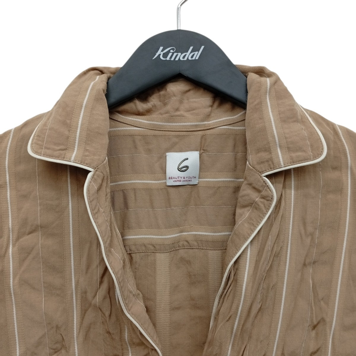 6(ROKU) BEAUTY＆YOUTH STRIPE PIPING SHIRTストライプシャツ8611-299-0001 古着・中古-5枚目のアイテム画像