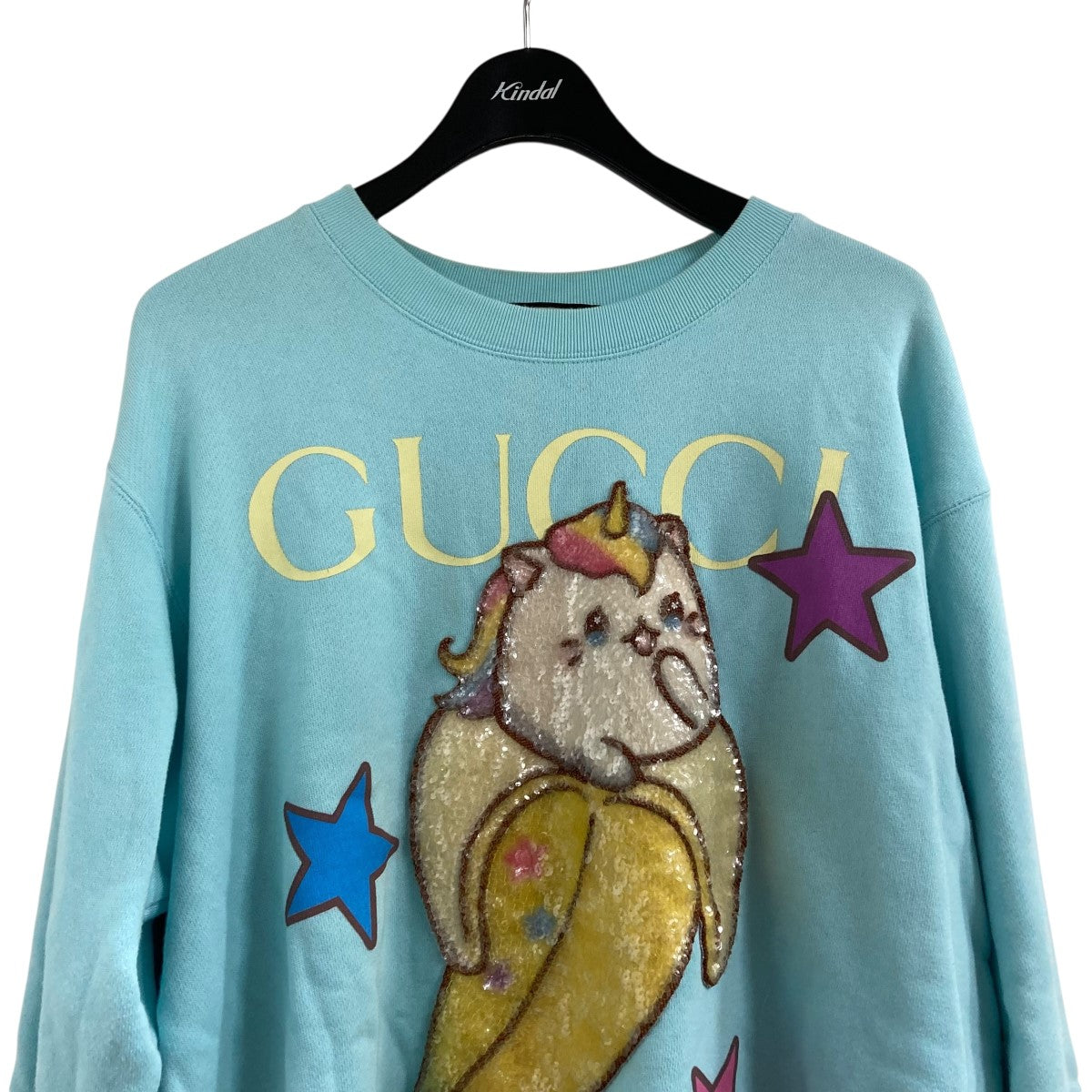 GUCCI(グッチ) ばなにゃクルーネックスウェット 617964 スカイブルー