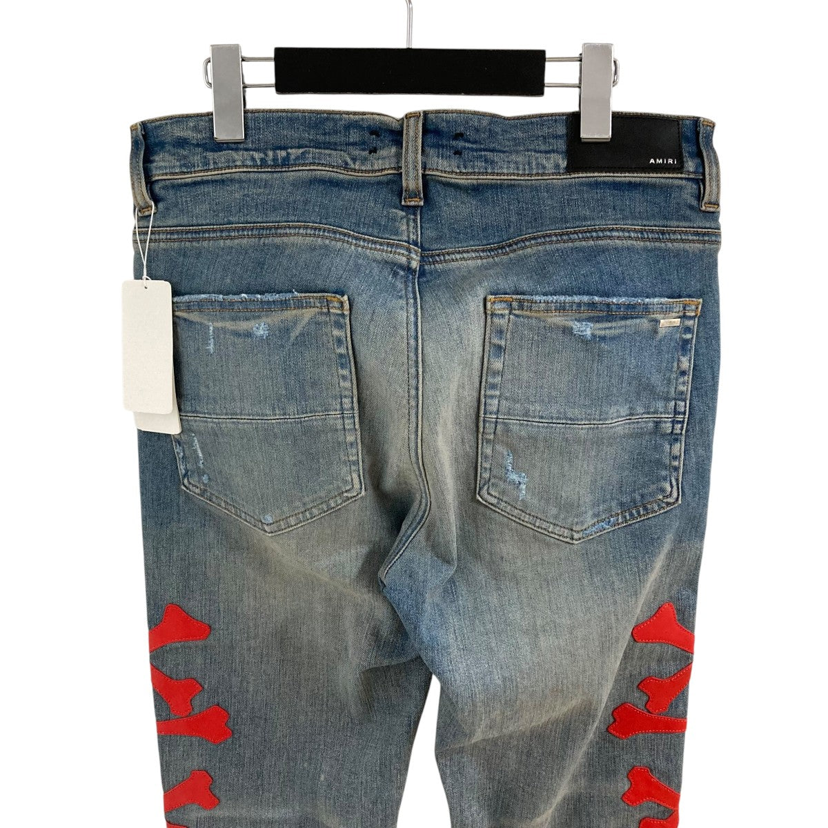 夏の断捨離！AMIRI サイドレザーパッチ　スキニー AMIRI(アミリ) レザーパッチスキニーデニムパンツ インディゴ サイズ