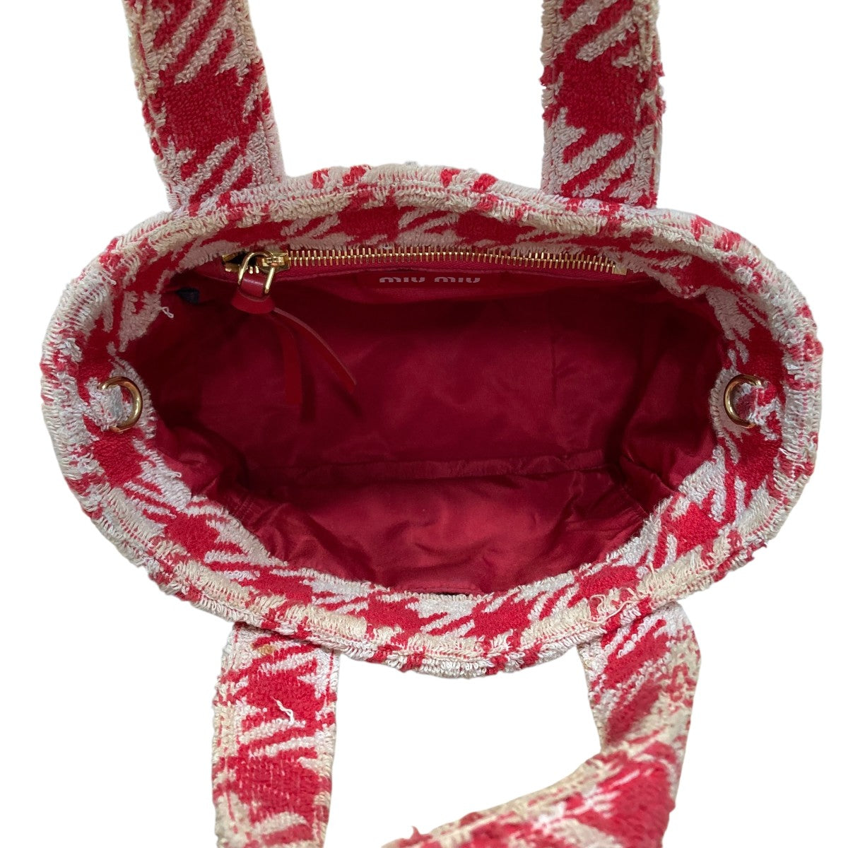 MIU MIU(ミュウミュウ) パイルハウンドトゥース テリークロス 2WAY