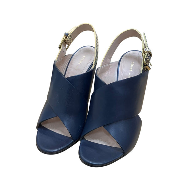CELINE(セリーヌ) ウェッジヒールサンダル . ネイビー サイズ 36 1/2