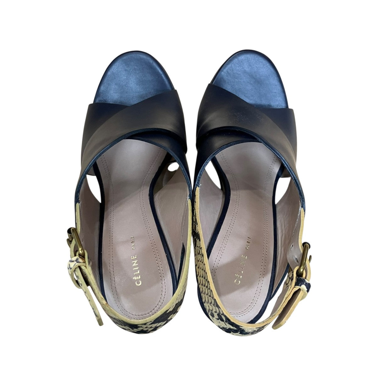 CELINE(セリーヌ) ウェッジヒールサンダル . ネイビー サイズ 36 1/2