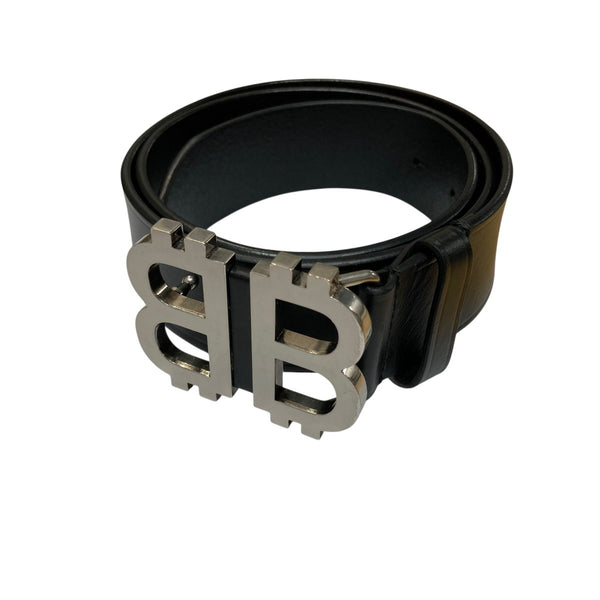 BALENCIAGA(バレンシアガ) BBロゴメタルレザーベルト 756664 ブラック