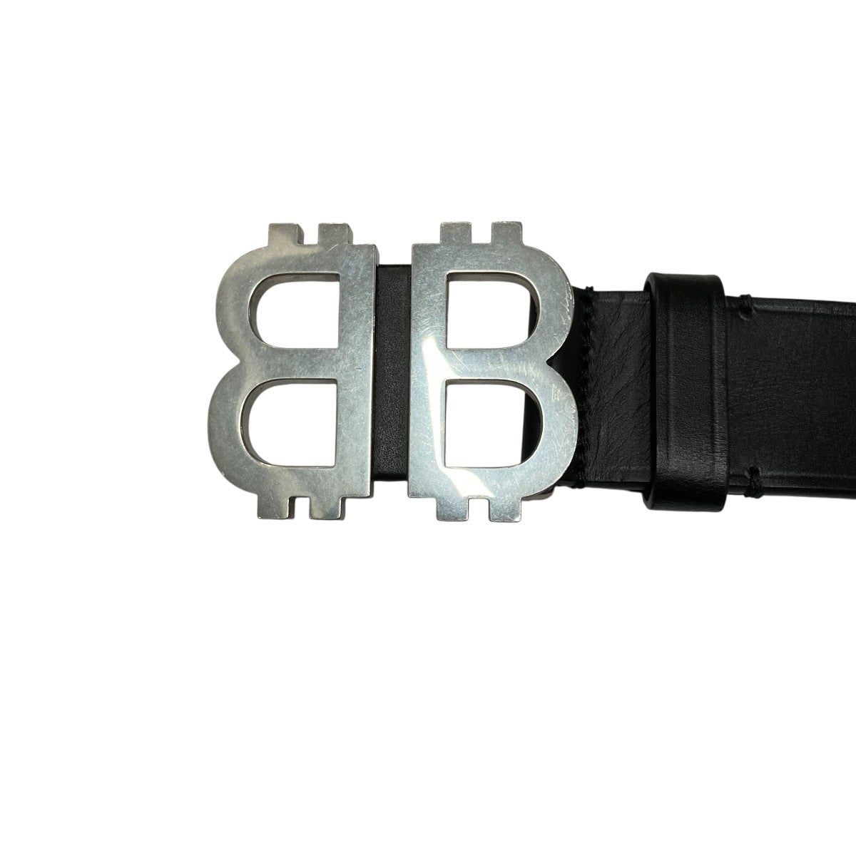 BALENCIAGA(バレンシアガ) BBロゴメタルレザーベルト 756664 ブラック