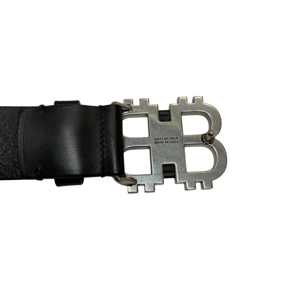 BALENCIAGA(バレンシアガ) BBロゴメタルレザーベルト 756664 ブラック
