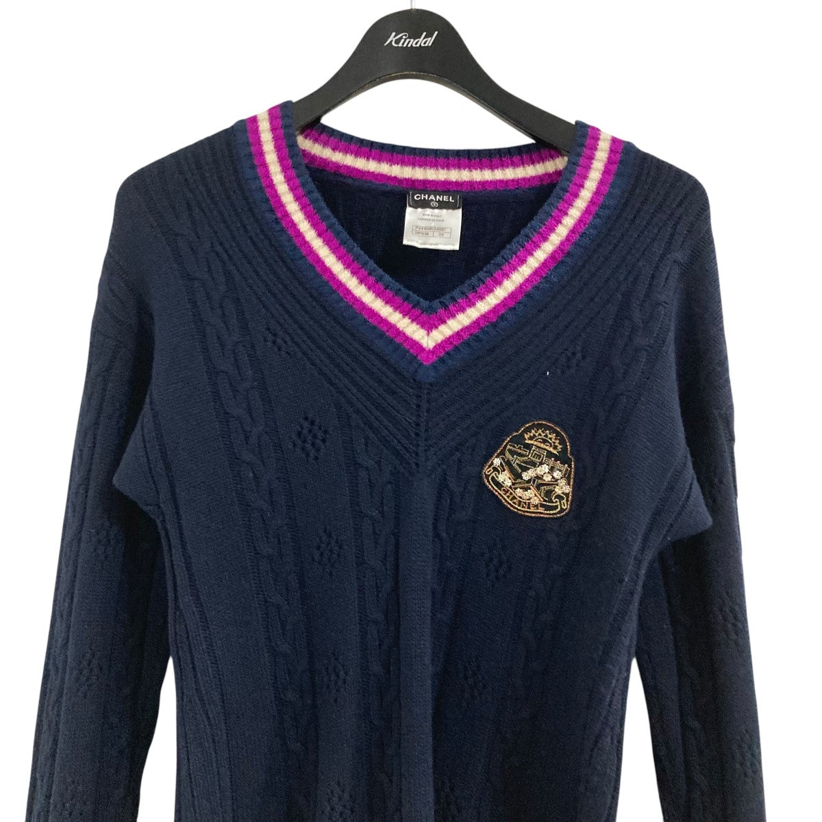 CHANEL(シャネル) Vネックニットセーター P44160K04587 ネイビー