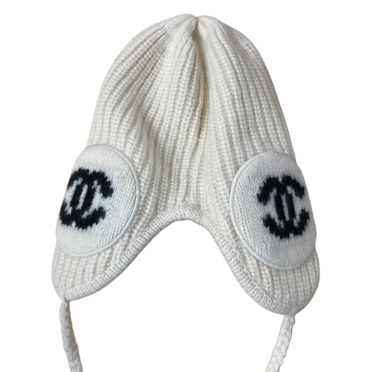 CHANEL 水色 ポンポン付きニット帽 アソート柄 ポンポンニット帽 MONO-MART LADY'S│MONO-MART