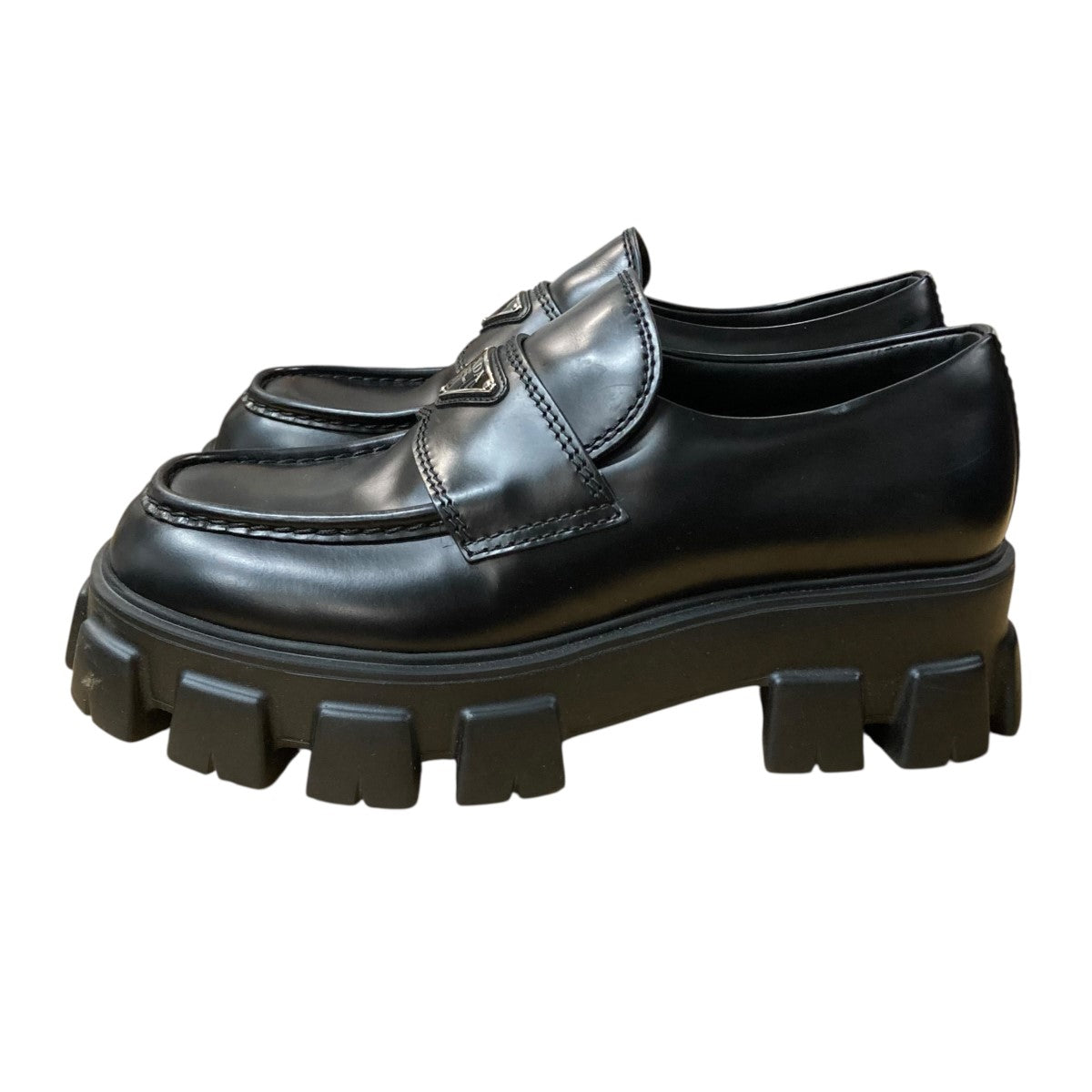 PRADA(プラダ) モノリス ブラッシュドローファー ブラック サイズ 8 1