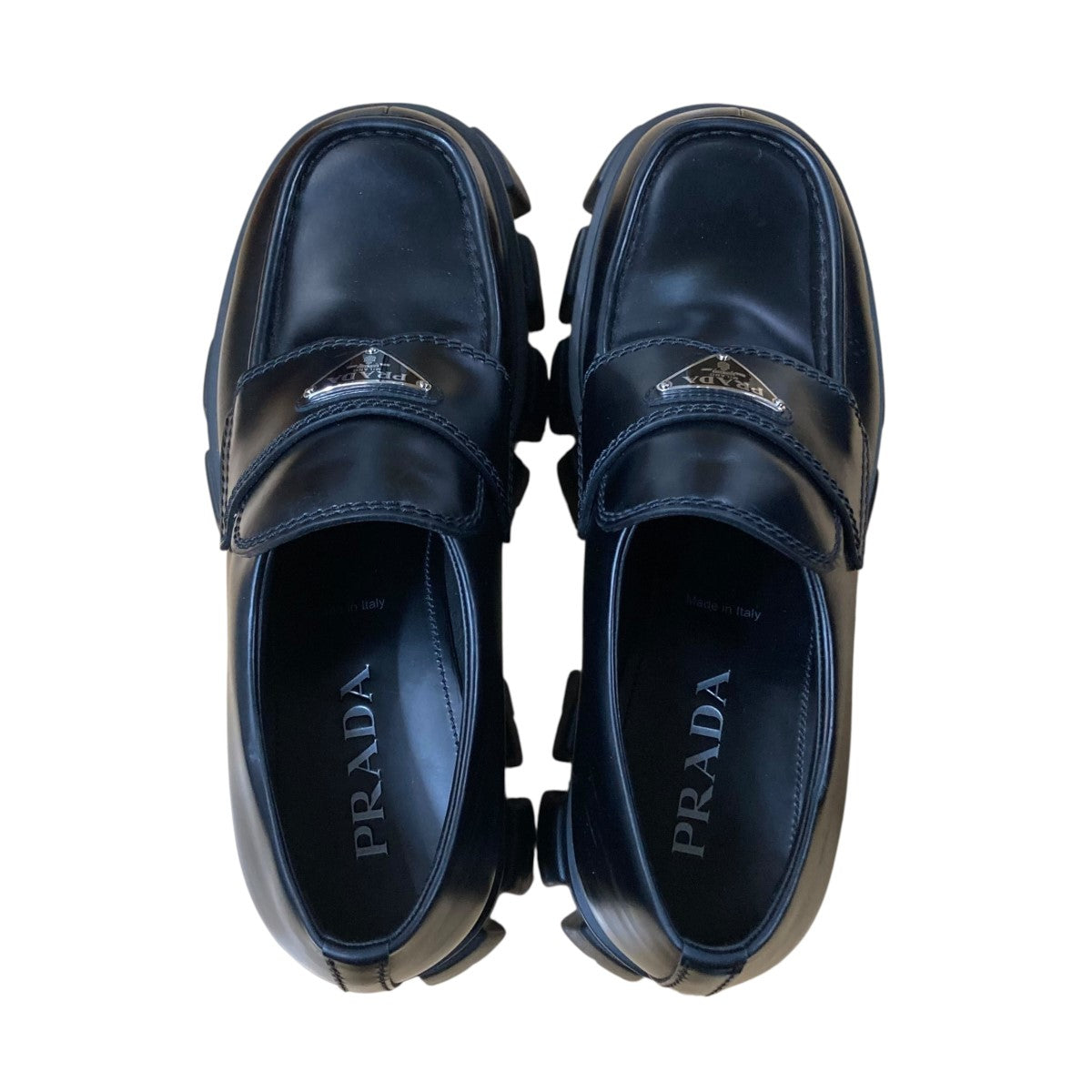 PRADA(プラダ) モノリス ブラッシュドローファー ブラック サイズ 8 1