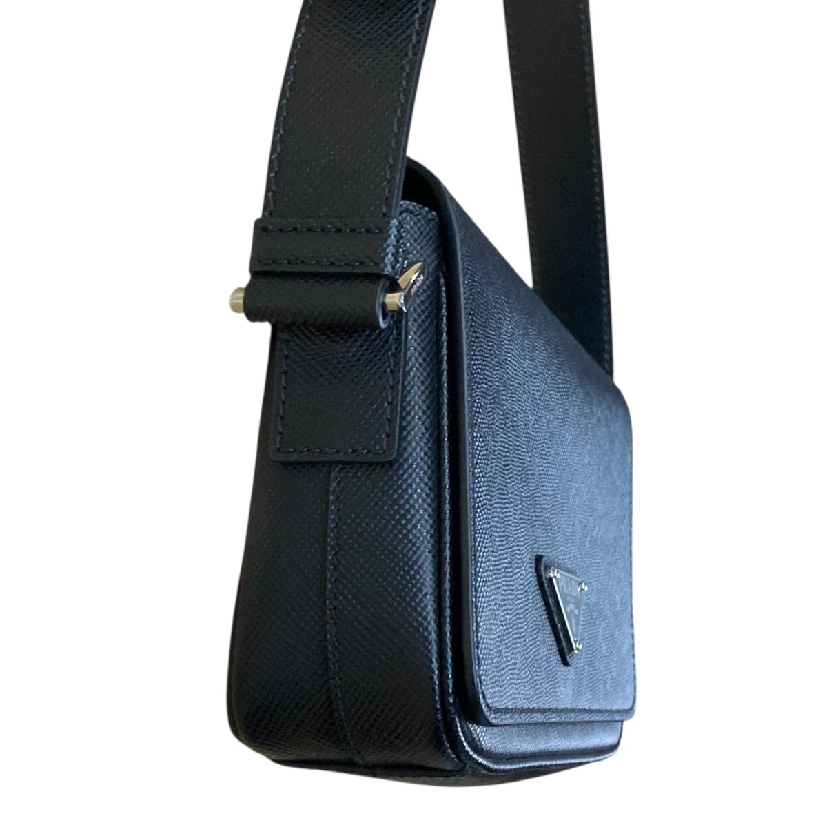 PRADA(プラダ) 三角ロゴサフィアーノレザーショルダーバック ブラック