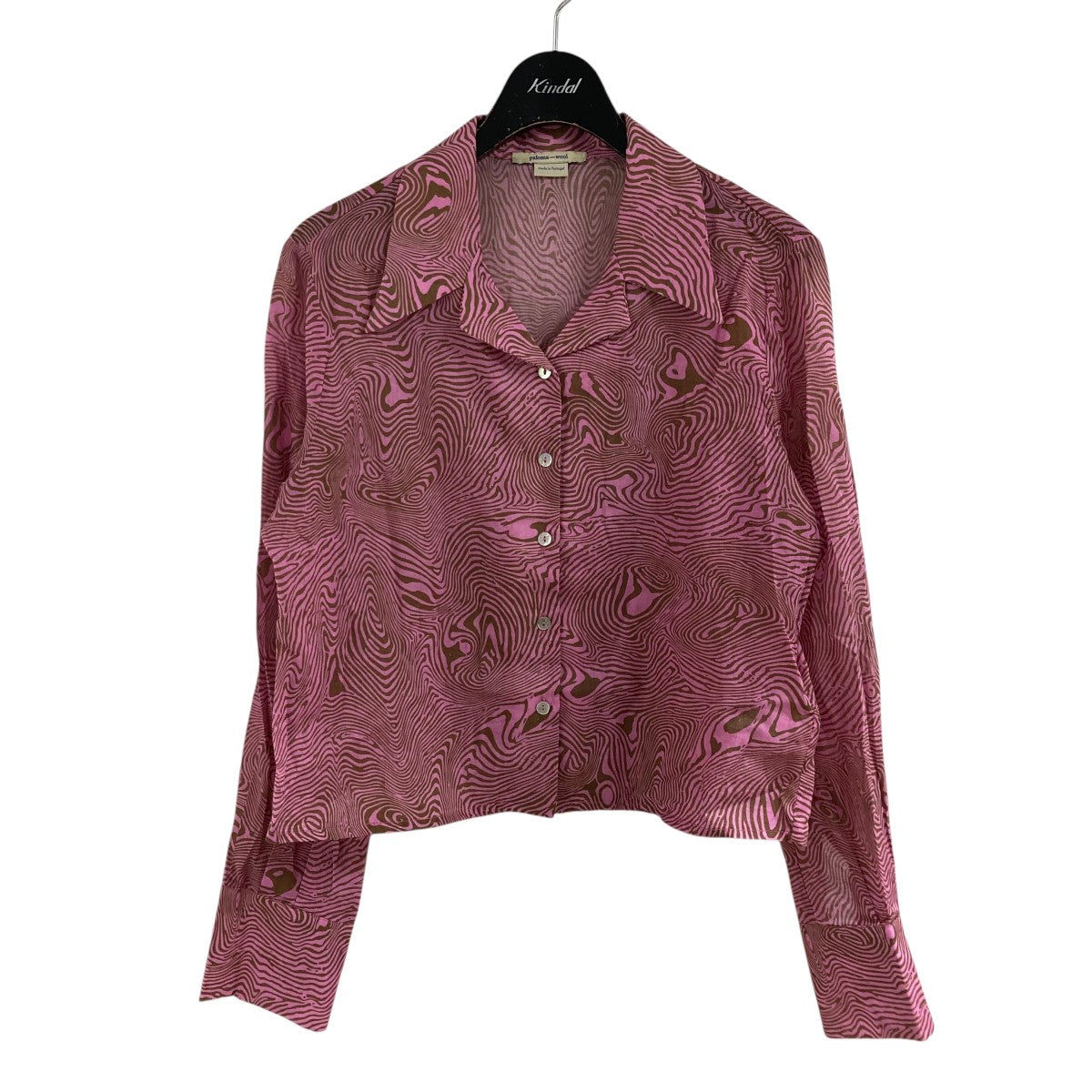 PALOMA WOOL(パロマウール) 総柄シャツ ピンク×ブラウン サイズ S