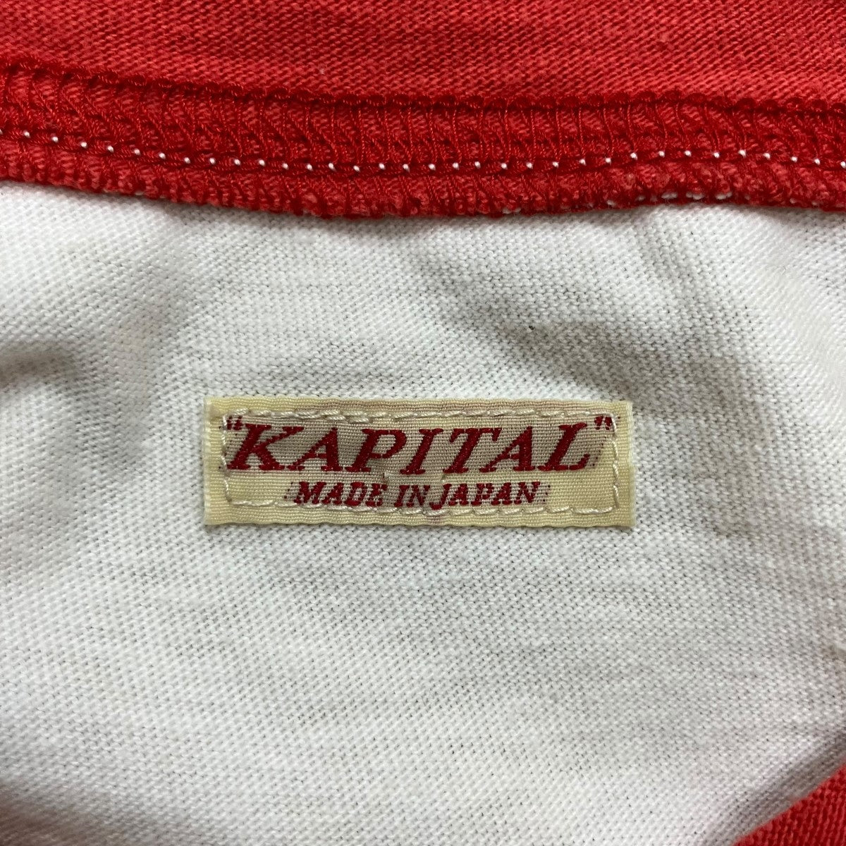 KAPITAL(キャピタル) リンガーTシャツ ホワイト×レッド サイズ 3