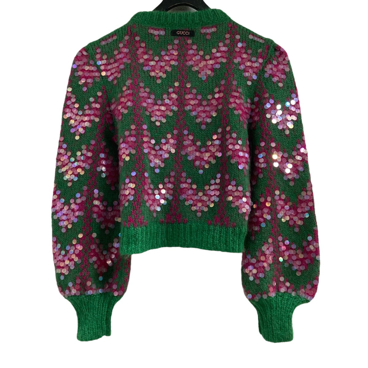 GUCCI(グッチ) シェブロンスパンコールニットセーター 713233 グリーン