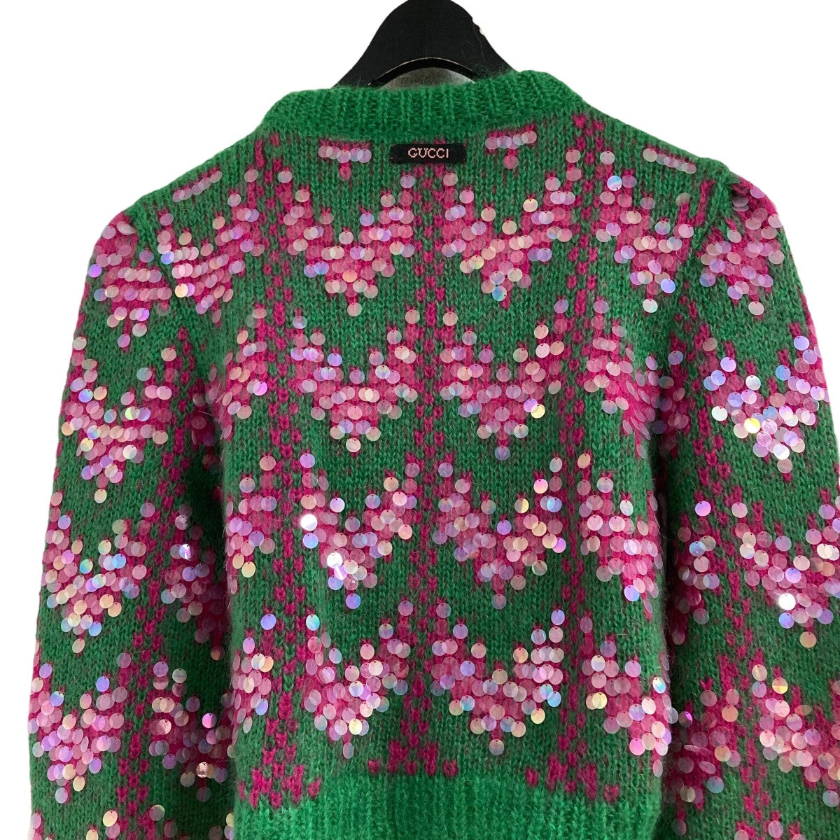 GUCCI(グッチ) シェブロンスパンコールニットセーター 713233 グリーン