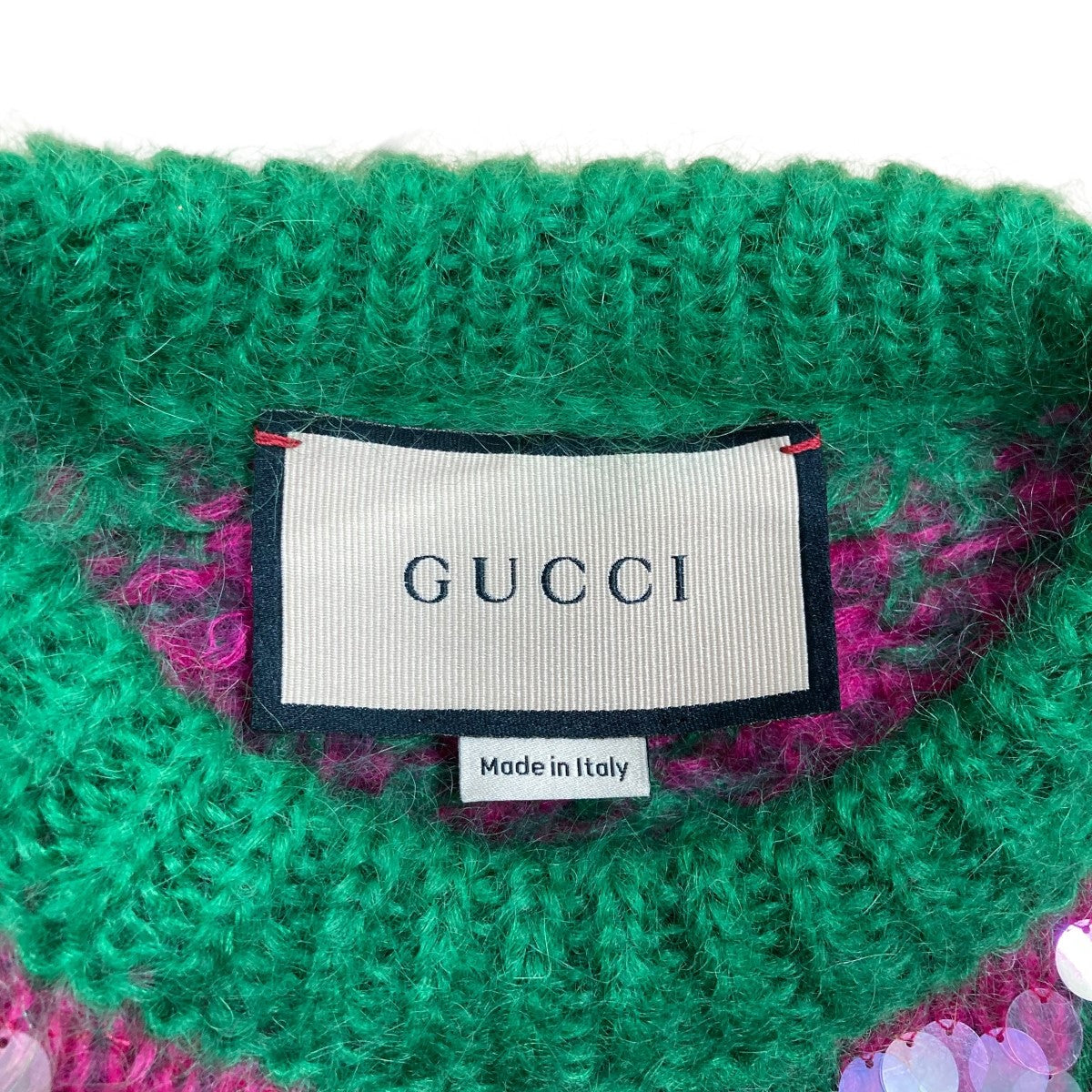 GUCCI(グッチ) シェブロンスパンコールニットセーター 713233 グリーン
