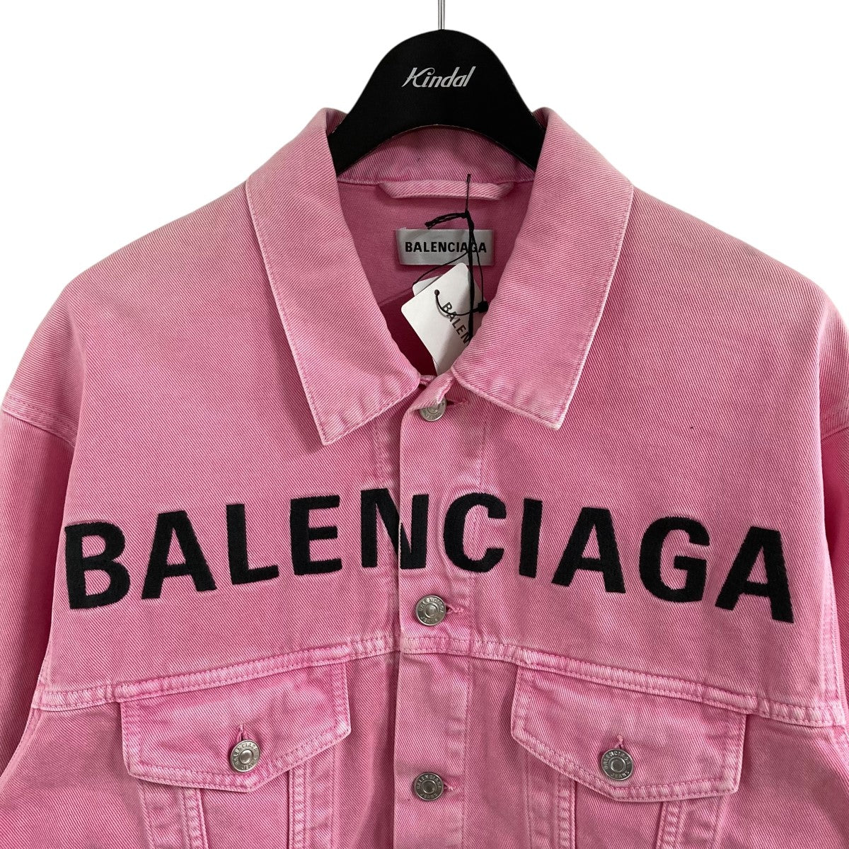 BALENCIAGA(バレンシアガ) ロゴ刺繍デニムジャケット 594386 ピンク