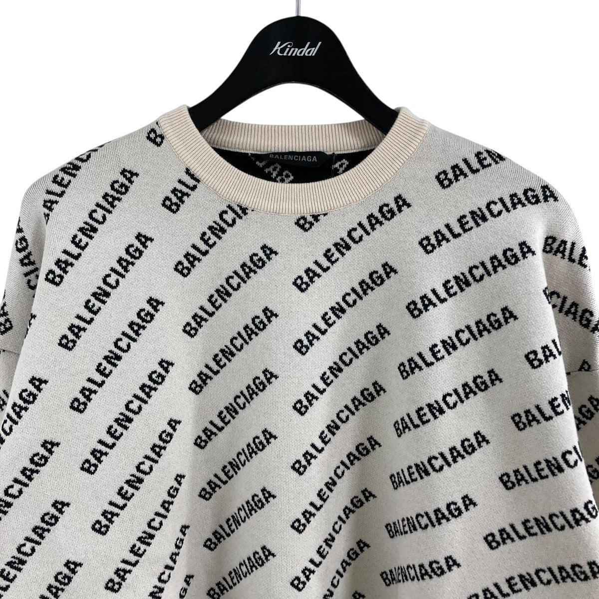 BALENCIAGA(バレンシアガ) ロゴ総柄ニット 702952 ベージュ サイズ S