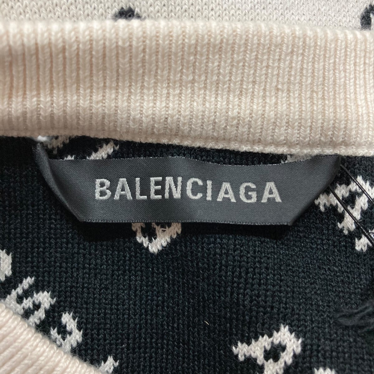 BALENCIAGA(バレンシアガ) ロゴ総柄ニット 702952 ベージュ サイズ S