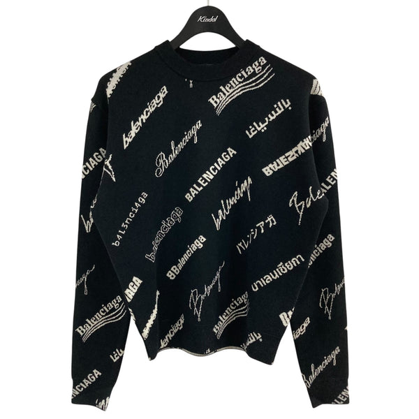 BALENCIAGA(バレンシアガ) ロゴ総柄ニット 724869 ブラック サイズ XS